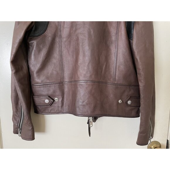 Coach Men's Washed Leather Stinger Moto Jacket Brown SIZE M MSRP $1500.00 - Picture 8 of 12